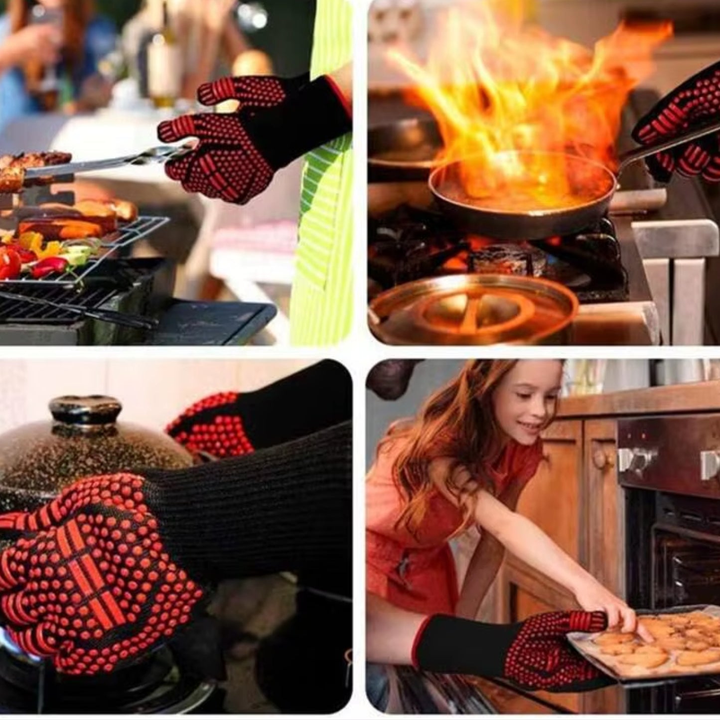 Varmebestandige Grillhandsker i Silikone – BBQ Handsker til Grill, Ovn & Madlavning