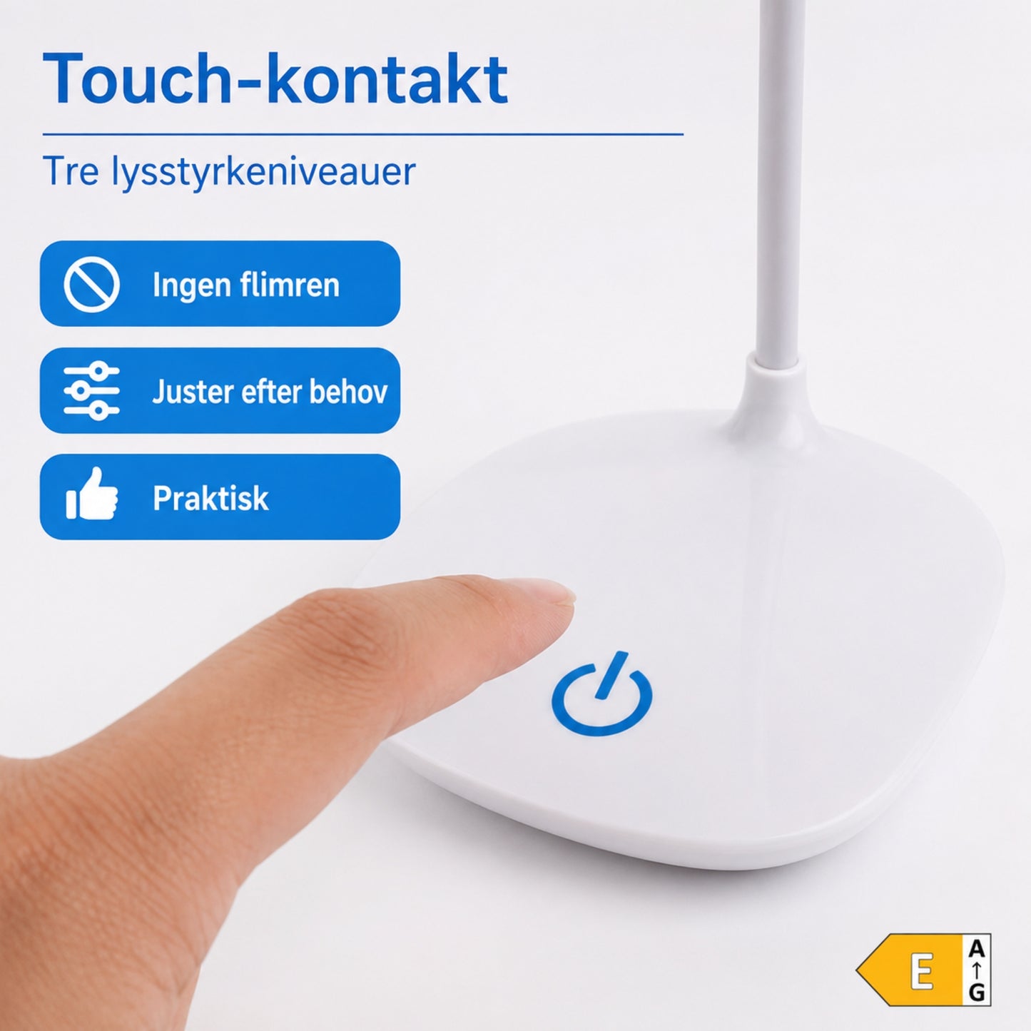 Genopladelig LED Skrivebordslampe – Dæmpbar Bordlampe med 3 Lysniveauer og USB-Opladning til Læsning & Arbejde