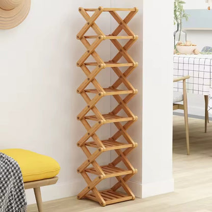 Bambus Organizer | Foldbart Opbevaringsstativ med Pladsbesparende Design til Sko og Bøger