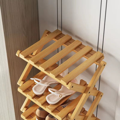 Bambus Organizer | Foldbart Opbevaringsstativ med Pladsbesparende Design til Sko og Bøger