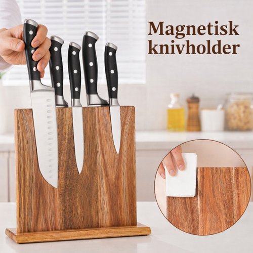 Magnetisk Knivholder i Akacietræ – Magnetisk Knivblok til Køkkenet