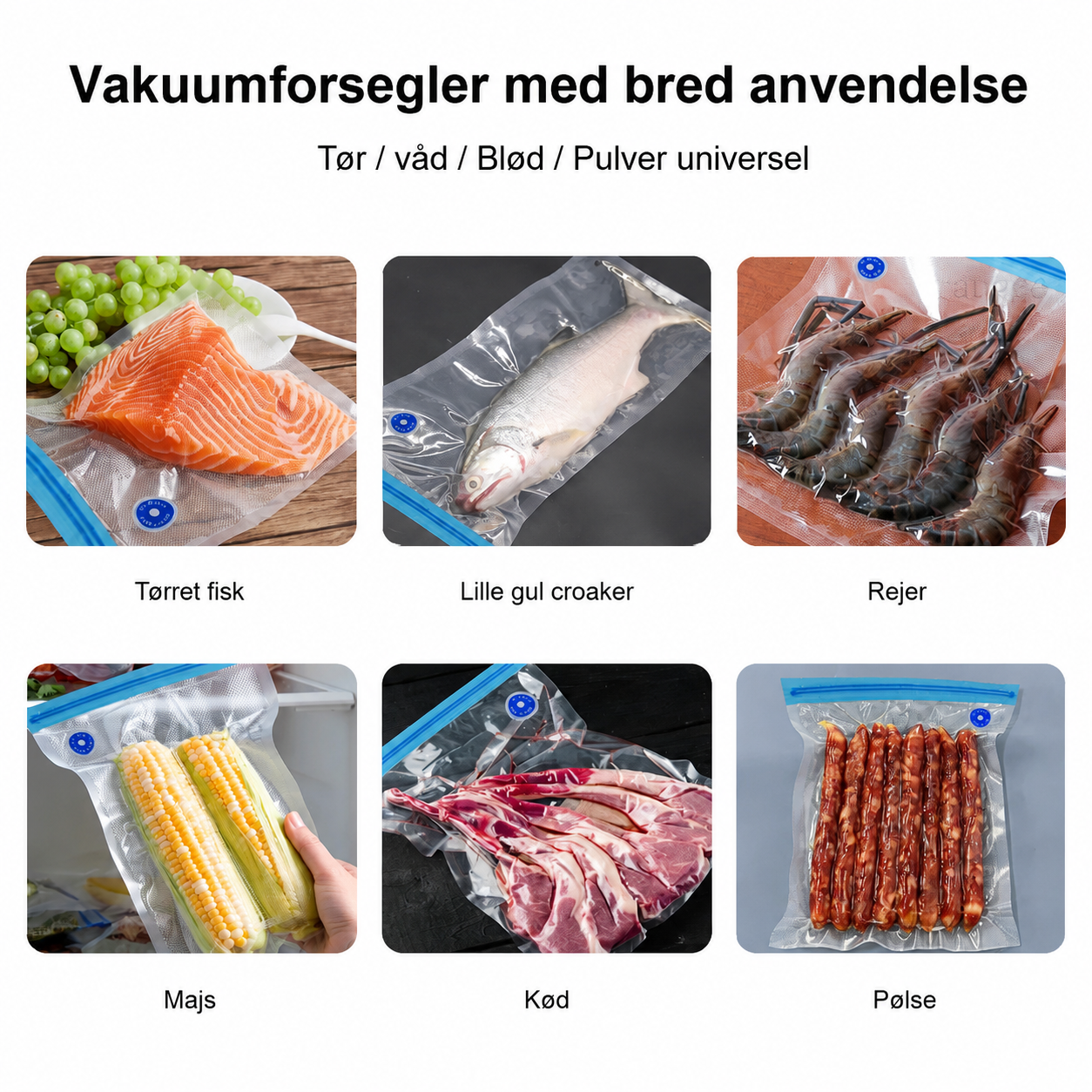 Vakuumforseglingsmaskine | Genopladelig Luftpumpe med 60Kpa Sugestyrke | Effektiv Madopbevaring for Længere Friskhed