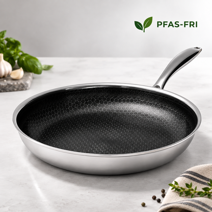 Hybrid stekpanna i rostfritt stål – Non-Stick stekpanna utan PFAS & PTFE