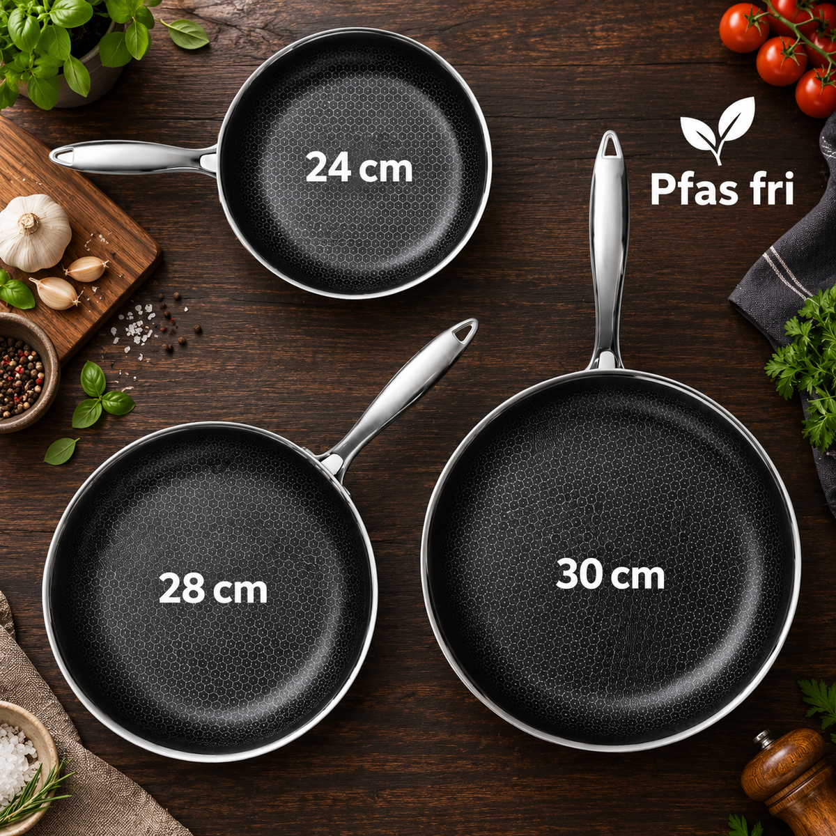 Hybrid stekpanna i rostfritt stål – Non-Stick stekpanna utan PFAS & PTFE