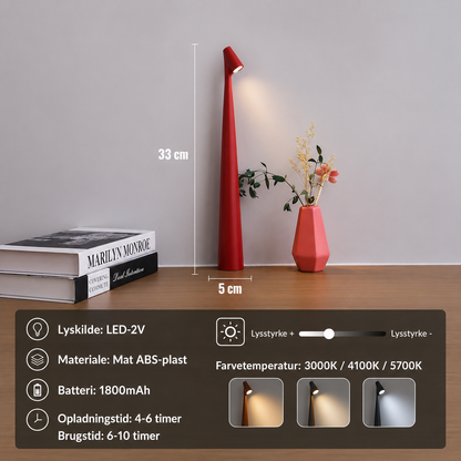 Moderne Bordlampe | LED Skrivebordslampe med Berøringsdæmpning | Cordless Design til Praktisk Belysning