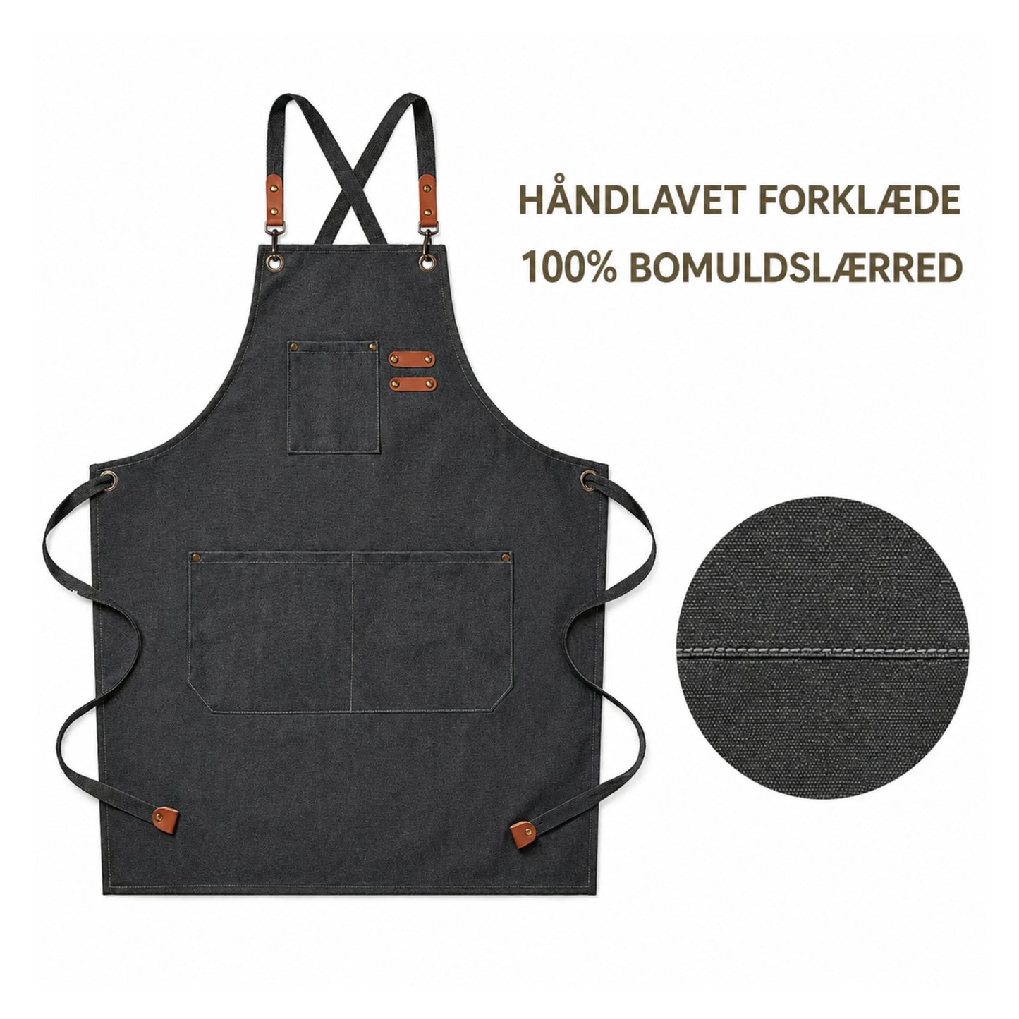 Canvas Forklæde med Lommer – Vandafvisende Køkkenforklæde til Madlavning, Grill & Håndværk