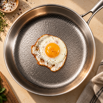 Titanium Stekepanne 28 cm i Rustfritt Stål – Non-Stick Panne til Induksjon og Gass