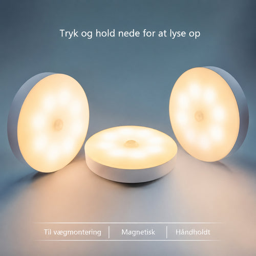 LED Sensor Natlampe – Genopladelig Trådløs Natbelysning med Bevægelsessensor