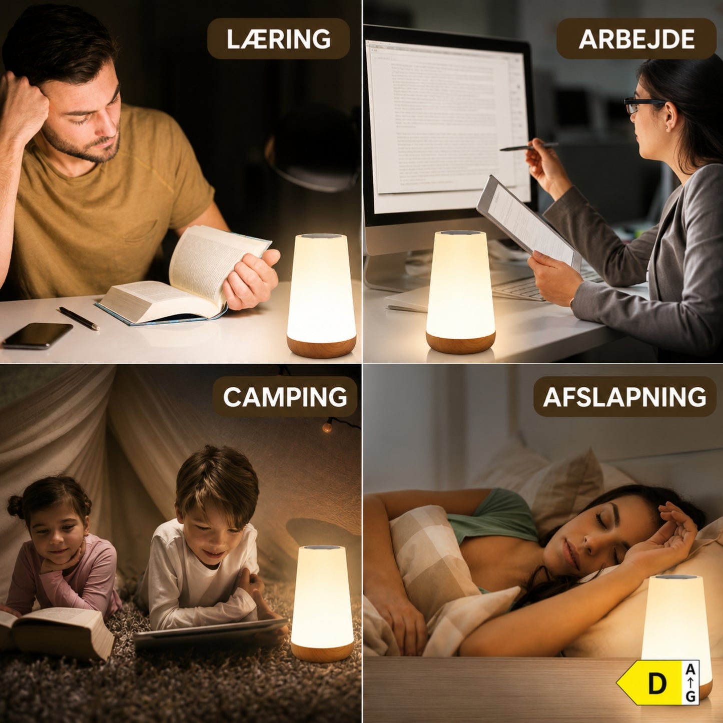 LED Bordlampe med 13 Farver – Genopladelig Natlampe med Fjernbetjening og Touchkontrol