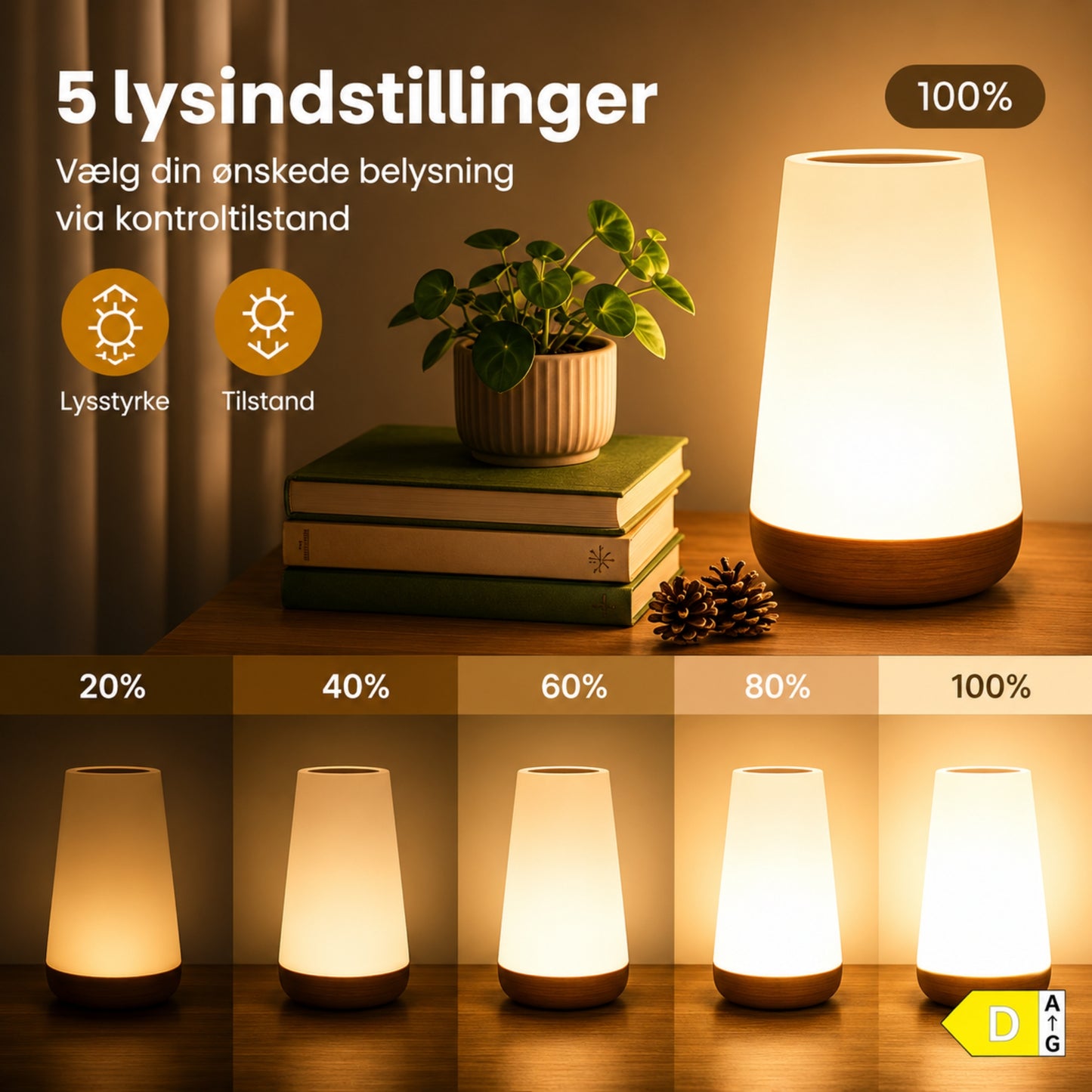 LED Bordlampe med 13 Farver – Genopladelig Natlampe med Fjernbetjening og Touchkontrol