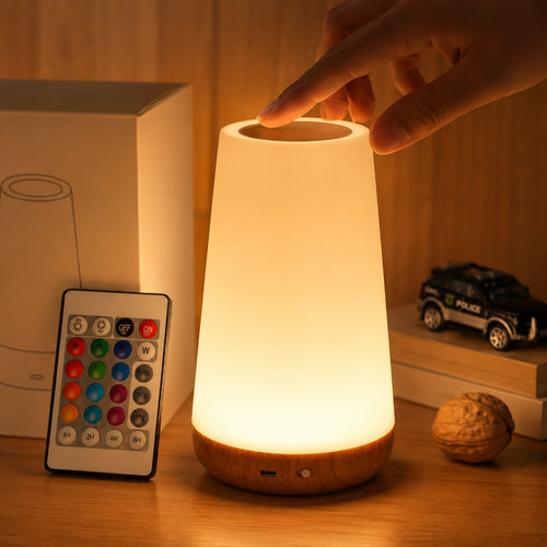 LED Bordlampe med 13 Farver – Genopladelig Natlampe med Fjernbetjening og Touchkontrol