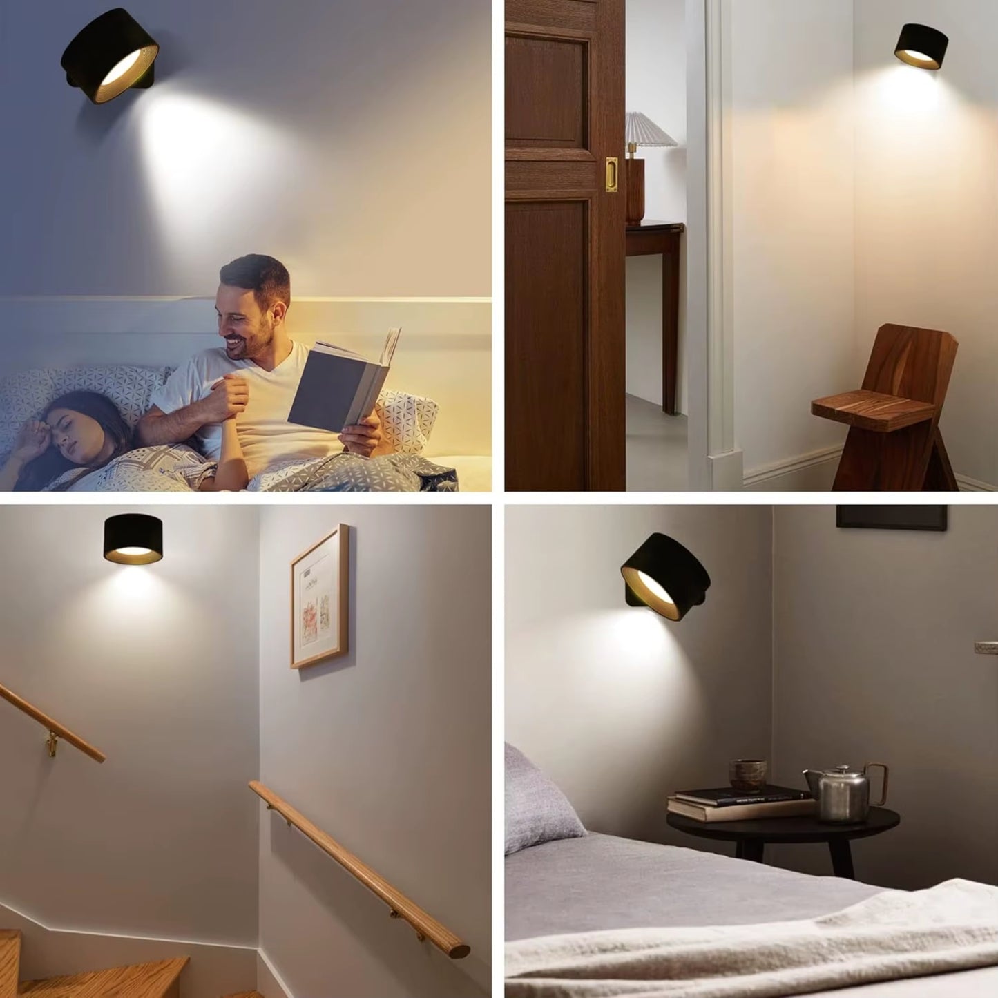 Genopladelig Magnetisk Væglampe med Fjernbetjening – LED Væglampe 360° Drejelig, Dæmpbar – 1, 2 eller 4 stk.