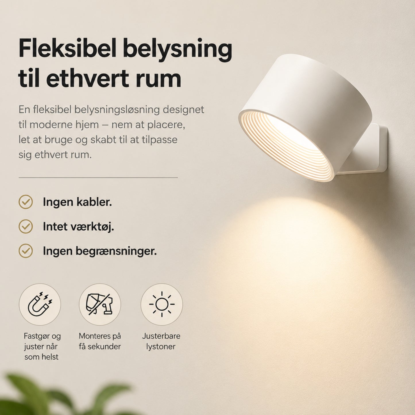 Genopladelig Magnetisk Væglampe med Fjernbetjening – LED Væglampe 360° Drejelig, Dæmpbar – 1, 2 eller 4 stk.