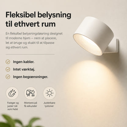 Genopladelig Magnetisk Væglampe med Fjernbetjening – LED Væglampe 360° Drejelig, Dæmpbar – 1, 2 eller 4 stk.