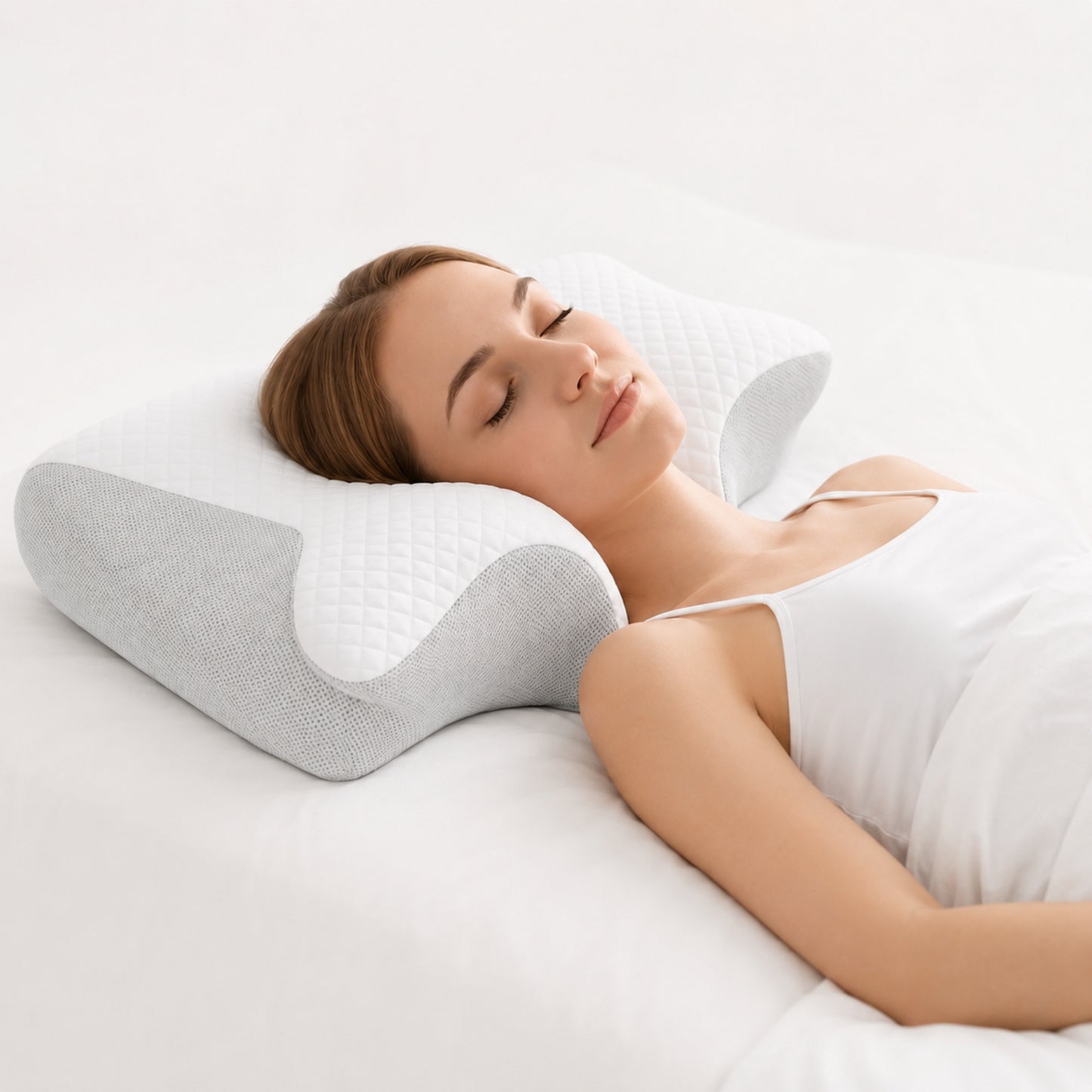 Ergonomisk Memory Foam Pude – Sommerfugleformet Nakkepude med Komfortabel Støtte
