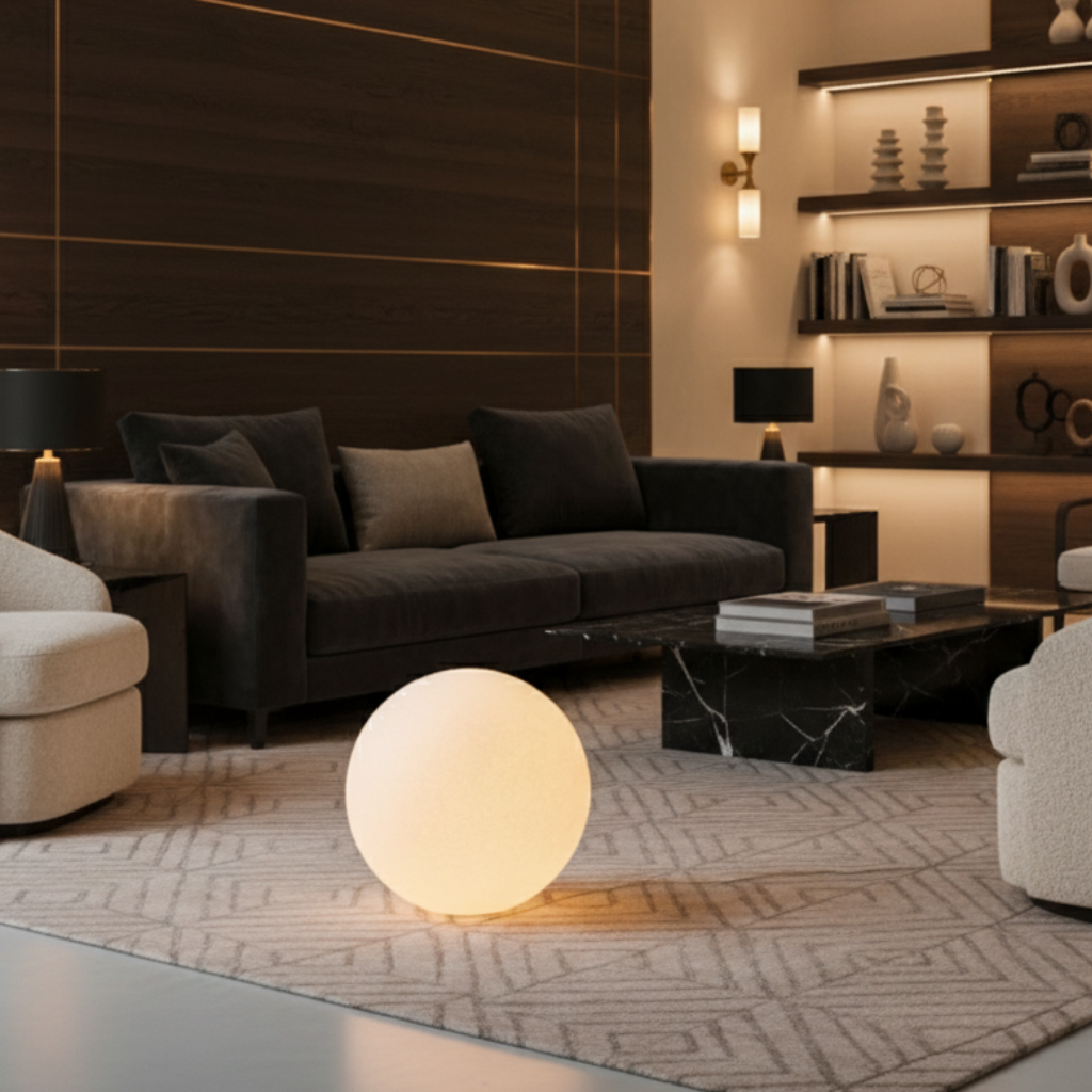 Moderne Gulvlampe i Harpiks med Dæmpbar Belysning | Elegant Design til Stuen