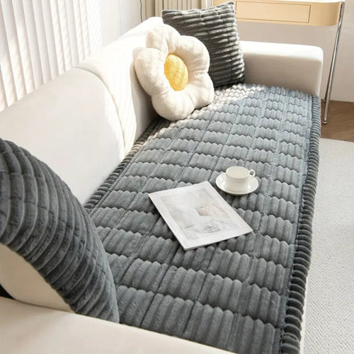 Plush Channel | Sofa Cover with Anti-Slip Backing & Modern Design | Cozy Protection for Everyday Use
