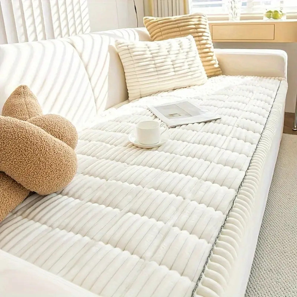 Plush Channel | Sofa Cover with Anti-Slip Backing & Modern Design | Cozy Protection for Everyday Use