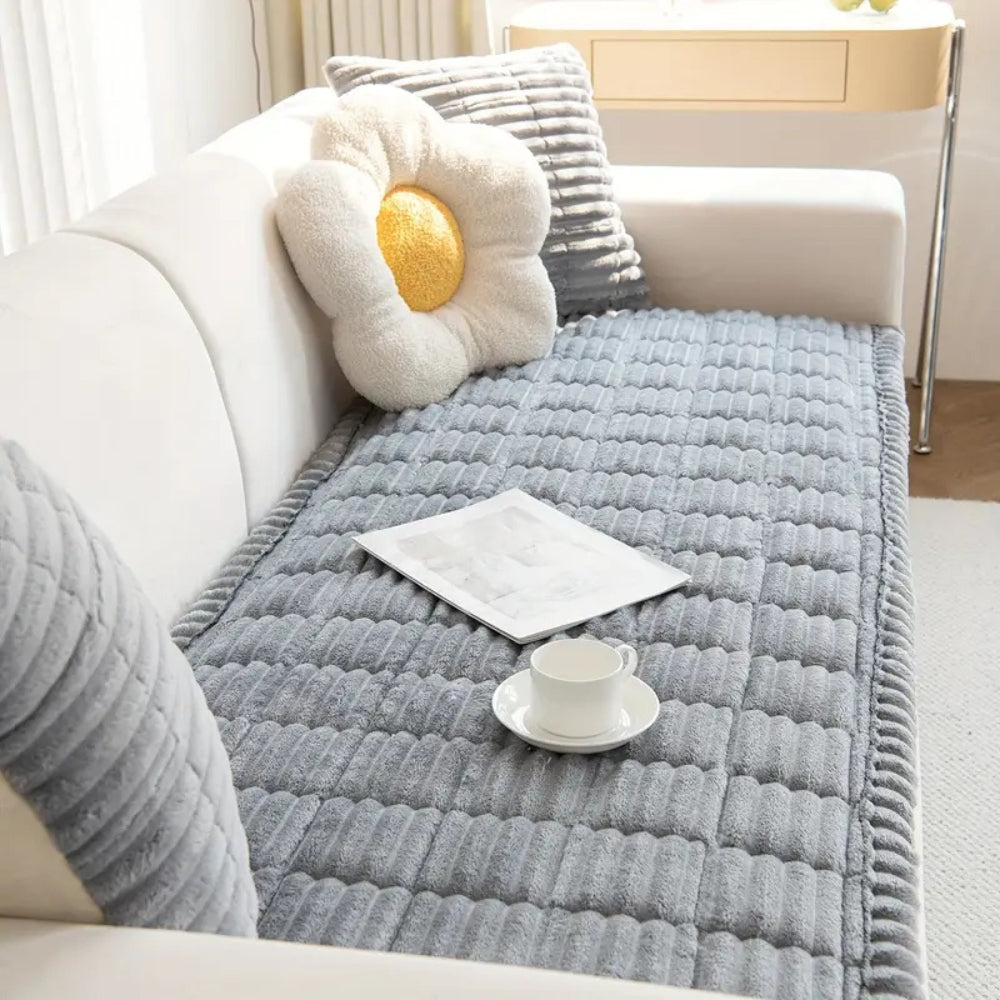 Plush Channel | Sofa Cover with Anti-Slip Backing & Modern Design | Cozy Protection for Everyday Use