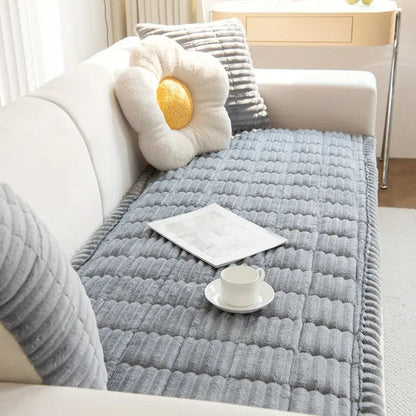 Plush Channel | Sofa Cover with Anti-Slip Backing & Modern Design | Cozy Protection for Everyday Use