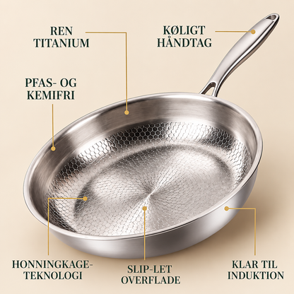 Titanium Stekepanne 28 cm i Rustfritt Stål – Non-Stick Panne til Induksjon og Gass