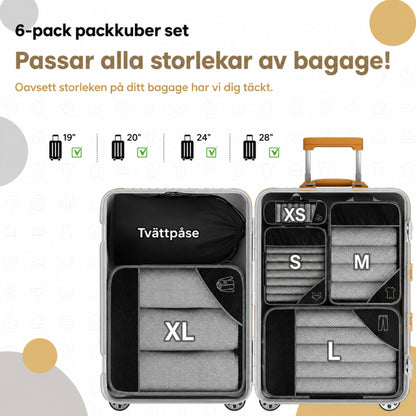 Rejse Organizer Sæt med Kompression – 6-Pack Packing Cubes til Kuffert & Rejse