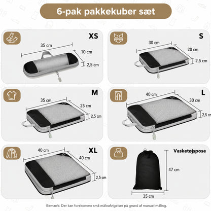 Rejse Organizer Sæt med Kompression – 6-Pack Packing Cubes til Kuffert & Rejse