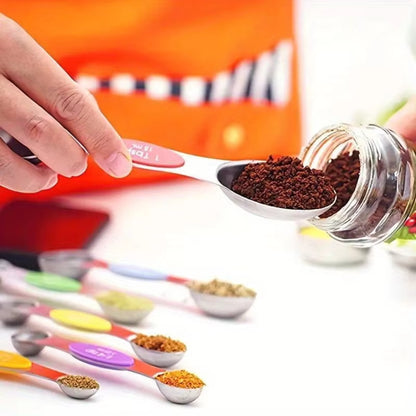 Måleske Sæt i Rustfrit Stål – 9 Dele Dobbeltsidede Måleskeer med Magnetisk Design til Bagning & Madlavning
