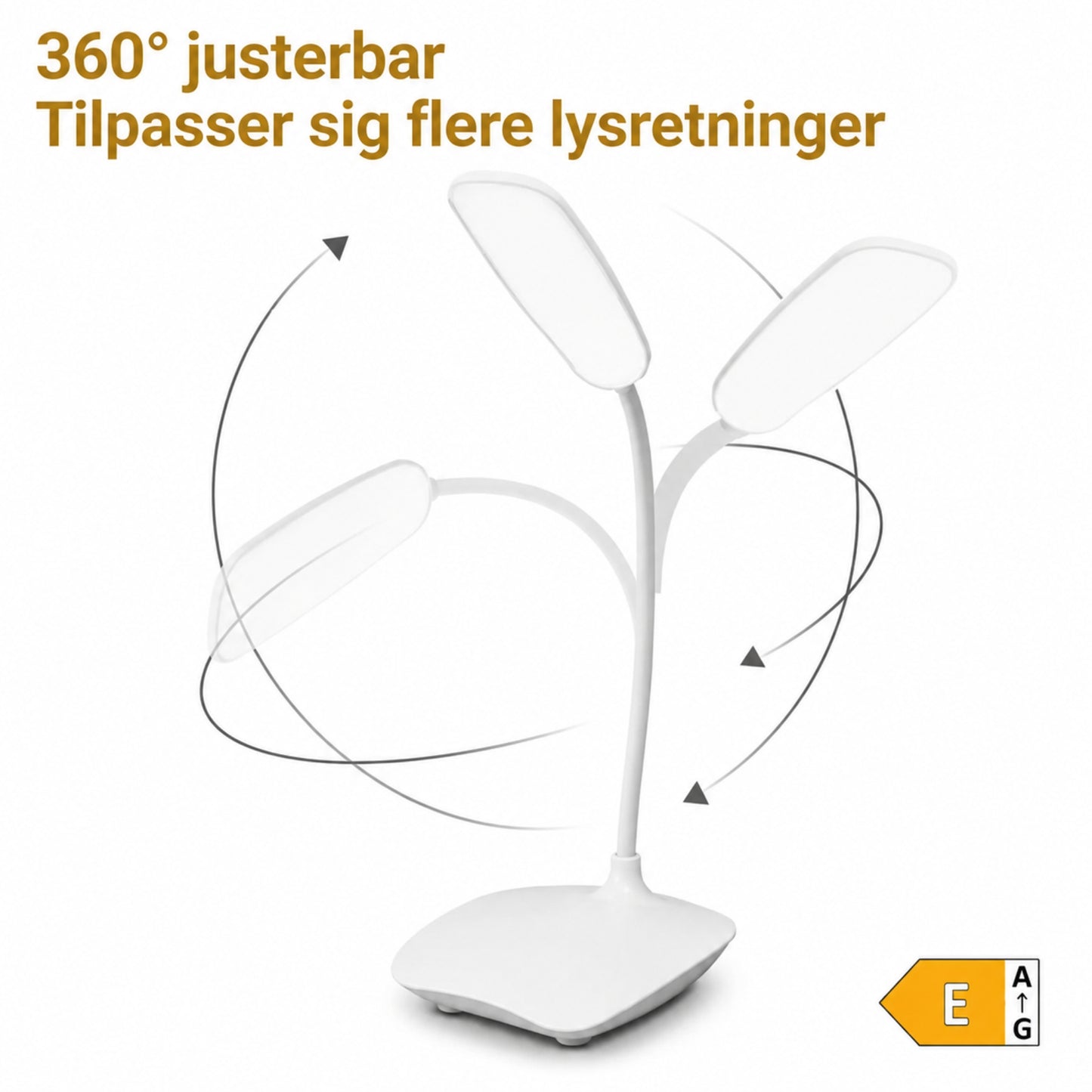 Genopladelig LED Skrivebordslampe – Dæmpbar Bordlampe med 3 Lysniveauer og USB-Opladning til Læsning & Arbejde