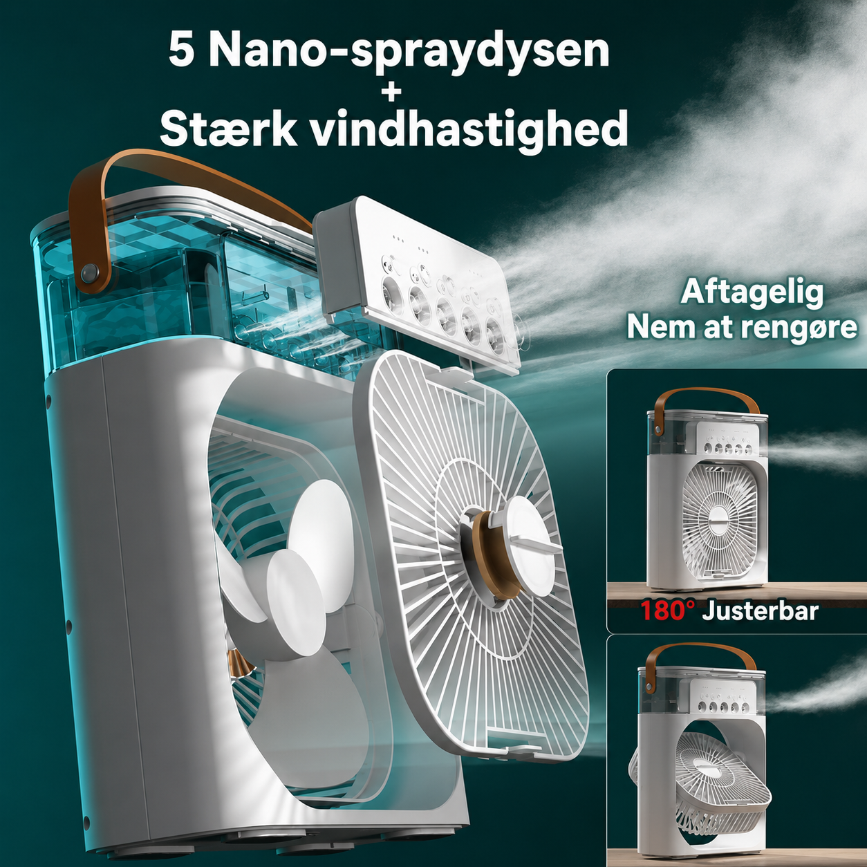 Multifunktionel Luftkøler | 3-i-1 Ventilator med Justerbar Hastighed | Bærbar Design til Komfortabel Afkøling