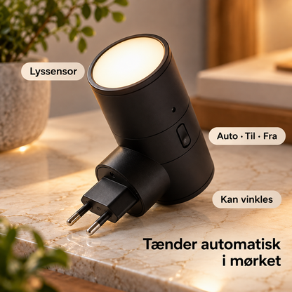LED Væglampe med Sensor – Stikkontakt Natlampe med Justerbart Varmt Lys