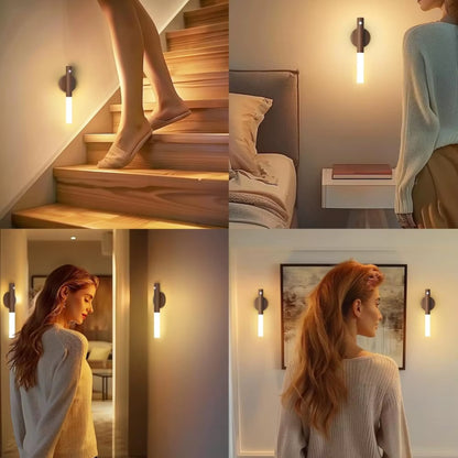 Trådløs LED Væglampe med Bevægelsessensor – Genopladelig Magnetisk Natlampe til Soveværelse, Trappe & Gang