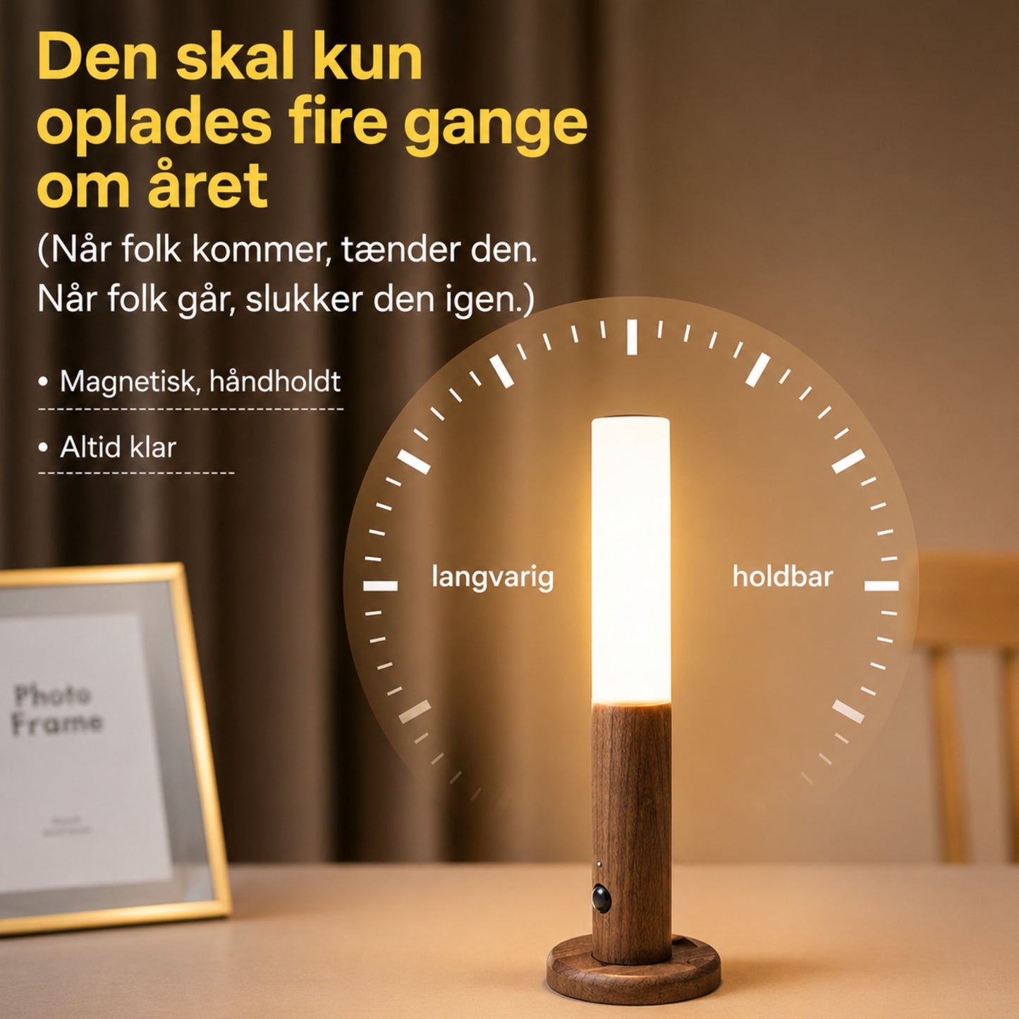 Trådløs LED Væglampe med Bevægelsessensor – Genopladelig Magnetisk Natlampe til Soveværelse, Trappe & Gang