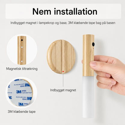 Trådløs LED Væglampe med Bevægelsessensor – Genopladelig Magnetisk Natlampe til Soveværelse, Trappe & Gang