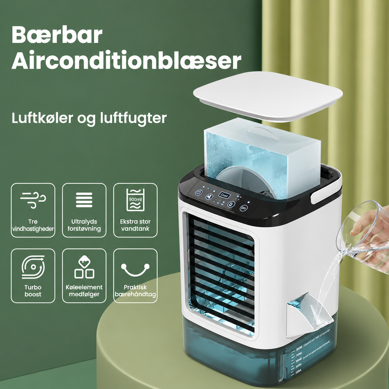 USB Mini Blæser | Lille Bærbar Ventilator med Kold Sprayfunktion | Komfortabel Køling til Hjemme og Kontor
