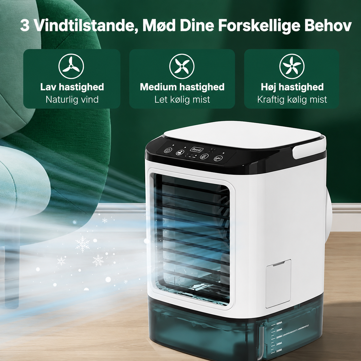 USB Mini Blæser | Lille Bærbar Ventilator med Kold Sprayfunktion | Komfortabel Køling til Hjemme og Kontor