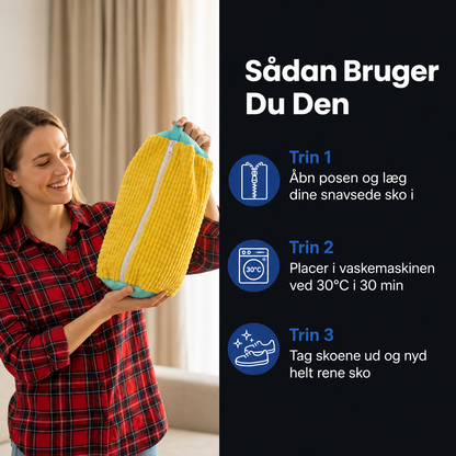Vaskepose Til Sko | 360° Surround Rengøringspose Med Lynlås | Genanvendelig Beskyttelse Til Maskinvask