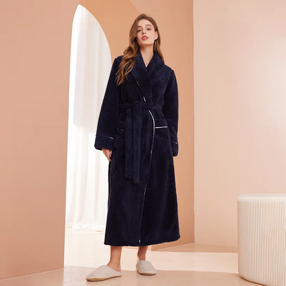 Vinterbadekåpe | Flanellmorgenkåpe Med Justerbart Belte | Optimal Varme og Komfort