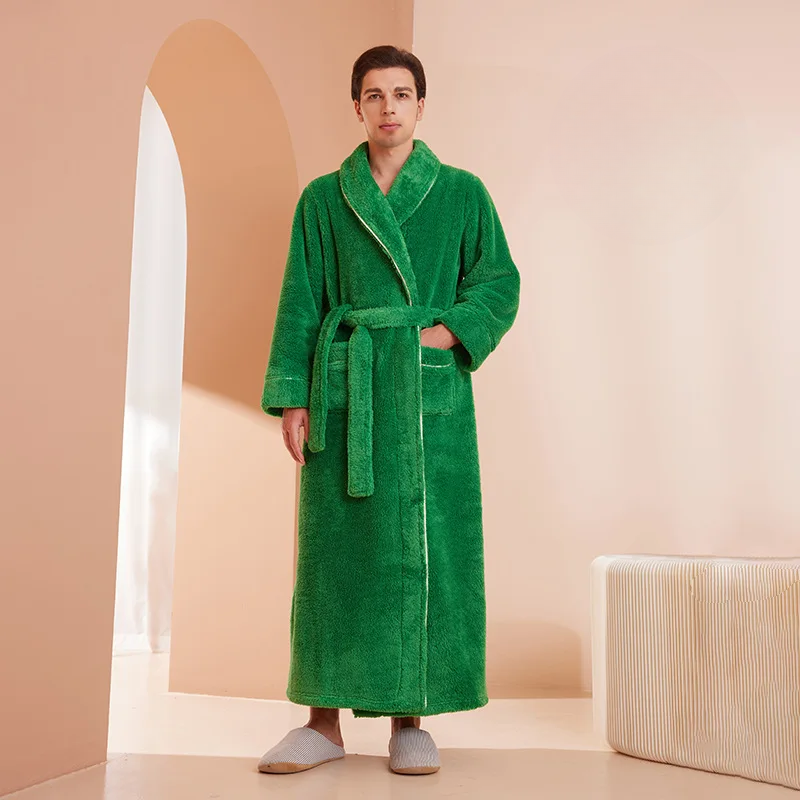 Vinterbadekåpe | Flanellmorgenkåpe Med Justerbart Belte | Optimal Varme og Komfort
