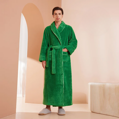 Vinterbadekåpe | Flanellmorgenkåpe Med Justerbart Belte | Optimal Varme og Komfort