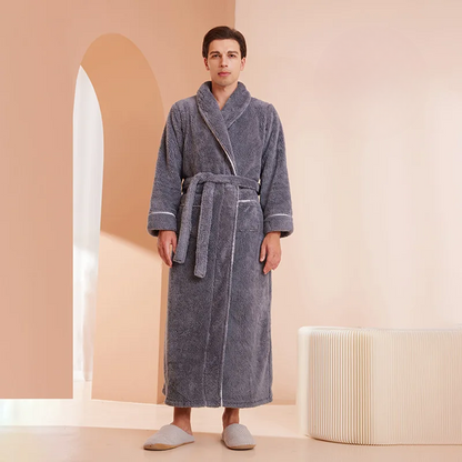 Vinterbadekåpe | Flanellmorgenkåpe Med Justerbart Belte | Optimal Varme og Komfort