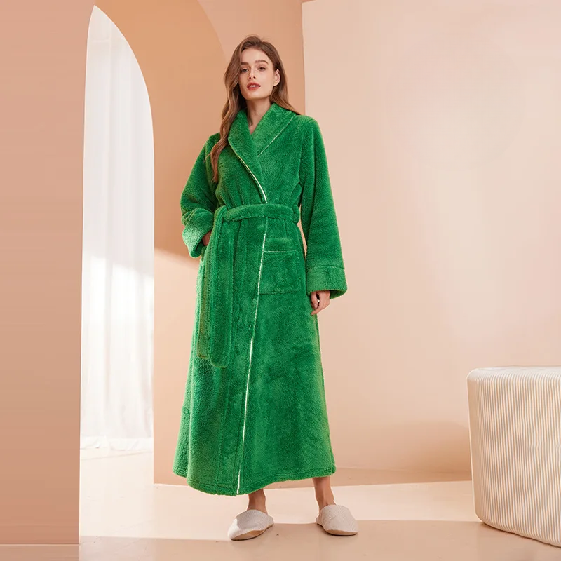 Vinterbadekåpe | Flanellmorgenkåpe Med Justerbart Belte | Optimal Varme og Komfort