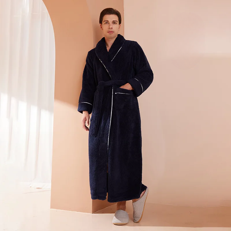 Vinterbadekåpe | Flanellmorgenkåpe Med Justerbart Belte | Optimal Varme og Komfort