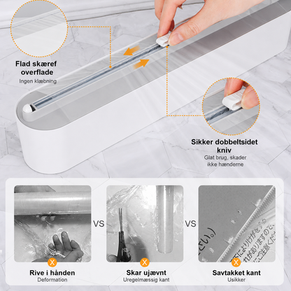 Magnetisk Folie- & Film Dispenser med Skærefunktion – Til Plastfolie, Stanniol & Bagepapir