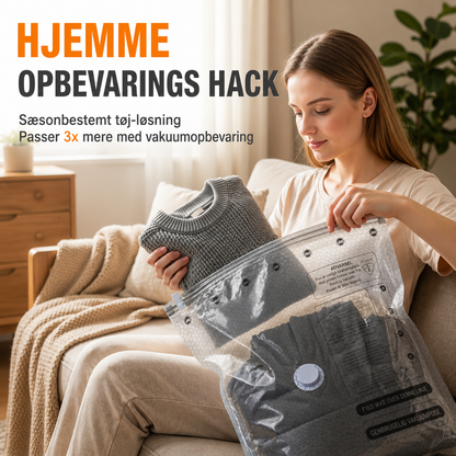 Vakuumposer til Opbevaring med Elektrisk Luftpumpe – Pladsbesparende Opbevaringsposer til Tøj, Dyner & Garderobe